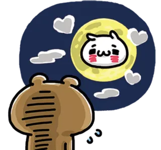 💞 gấu, mặt trăng, hoạt hình, nhãn dán, dễ thương, đêm telegram sticker