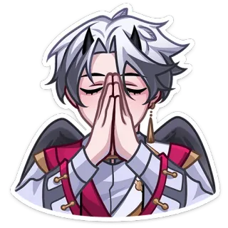 🙏 anime, manga, demon, angel, horns, wings, prayer telegram sticker