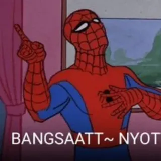🕸 Spider-Man BANGSAATT~ NYOT spider-man, dessin animé, langage offensant, argot, mème whatsapp sticker