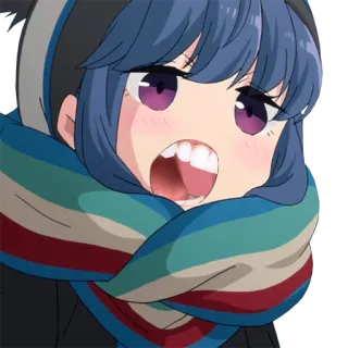 👅 Rin Shima Yuru Camp 动漫, 角色, 可爱, 围巾, 露营, 志摩凛 telegram sticker