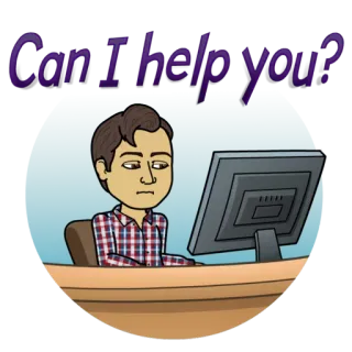 😒 Can I help you? bitmoji, ajuda, atendimento ao cliente, pergunta, suporte telegram sticker
