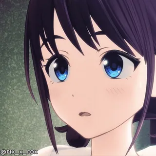 โน๏ธ Shiraishii An Project Sekai Fire in Fox anime girl, facial expressions, blue eyes, purple hair, emotes, Project Sekai, reaction faces whatsapp sticker