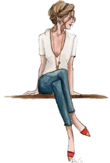 😌 mode, femme, style, illustration, dessin, portrait telegram sticker