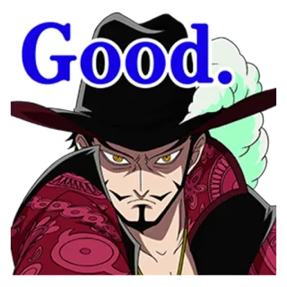 👍 Mihawk One Piece Good. 원피스, 미호크, 애니, 캐릭터, 좋은 telegram sticker