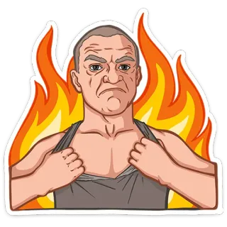 ⭐ mężczyzna, płomienie, zły, emocje, ogień, mem telegram sticker