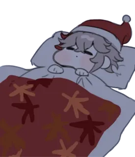 🌟 tidur, natal, musim dingin, kartun, imut, nyaman, tempat tidur telegram sticker