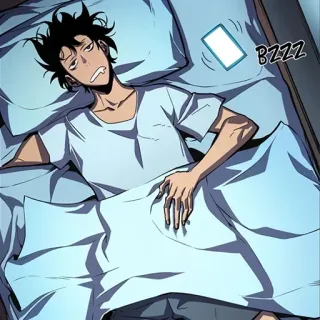 😴 assonnato, letto, mattina, telefono, bzzz, uomo telegram sticker