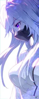 ❤️ anime, girl, white hair, mask, purple eyes, profile telegram sticker