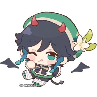 😉 Venti Genshin Impact @HAWKS anime, genshin impact, venti, chibi, cute telegram sticker