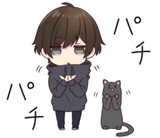 😲 パチ anime, desenho animado, menino, gato telegram sticker