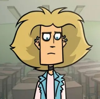 😐 cartone animato, personaggio, animazione, capelli biondi, triste telegram sticker