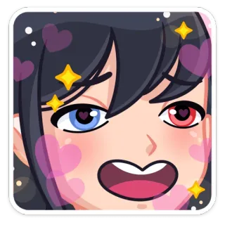 🤩 dessin animé, animé, visage, expression, coeurs, étoiles telegram sticker
