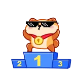 😎 動物, 勝者, お祝い, 漫画, メダル, ハムスター telegram sticker