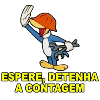 🛠 Woody Woodpecker ESPERE, DETENHA A CONTAGEM Woody Woodpecker, cartoon, stop, wait, tool, sticker telegram sticker