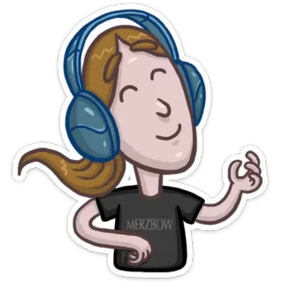 🎧 MERZBOW Dibujo animado, Auriculares, Persona, Música, Merzbow telegram sticker