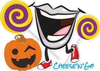 😊 CHEESE'N'GO doce, pirulito, abóbora, halloween, comida, bebida telegram sticker