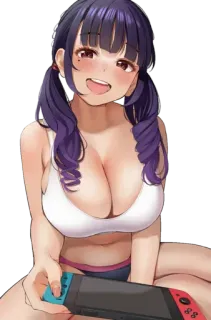 🤤 Anime-Mädchen, Videospiel, Dekolleté, Anime telegram sticker