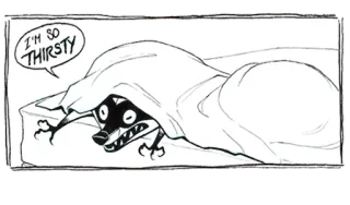 😰 I'M SO THIRSTY cartoon, animal, thirsty, bed, exhausted, funny telegram sticker