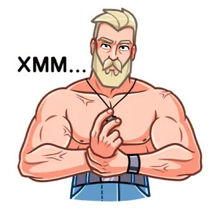 🤔 XMM... man, muscular, thinking, expression, sticker whatsapp sticker