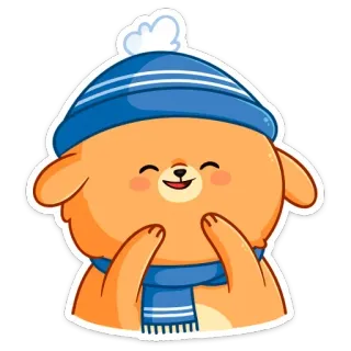 ☺️ 可爱, 动物, 狗, 卡通, 冬天, 帽子, 围巾 telegram sticker