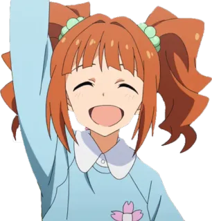 😃 Ragazza anime, Felice, Allegro, Cartone animato, Infantile, Illustrazione telegram sticker
