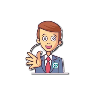 🖐 Kreskówka, Mężczyzna, Garnitur, Biuro, Przyjazny, Powitanie telegram sticker