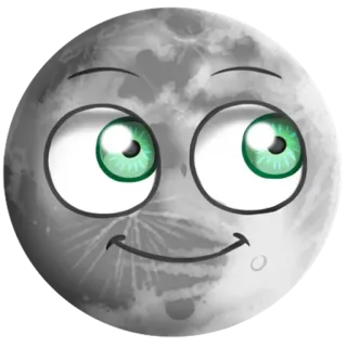 😐 moon, cartoon, cute, eyes, smile, face telegram sticker