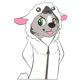 🐺 Furry, Animal, Cartoon, Illustration, Mouton, Agneau, Costume, Loup telegram sticker