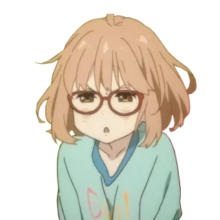 😑 Mirai Kuriyama Beyond the Boundary anime, cute, glasses, girl, mirai kuriyama, beyond the boundary whatsapp sticker
