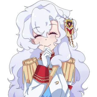 😁 アニメ, キャラクター, 漫画, 白い髪, 笑顔, 制服 telegram sticker