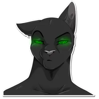 😕 Katze, Tier, Porträt, Digitale Kunst, Schwarze Katze, Illustration, Aufkleber telegram sticker