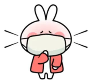 😷 bunny, mask, cartoon, cute, animal telegram sticker