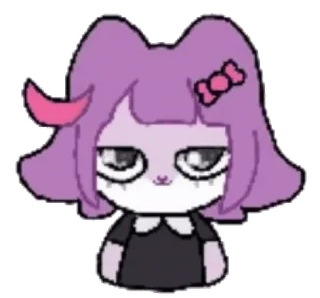 👀 Dibujo animado, Personaje, Kawaii, Lindo, Sticker, Morado telegram sticker
