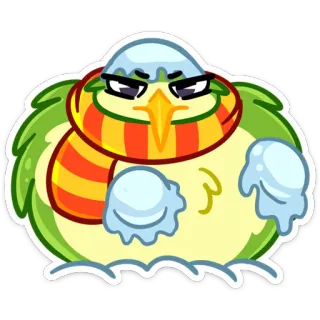 🥵 pássaro, adesivo, desenho animado, inverno, cachecol telegram sticker