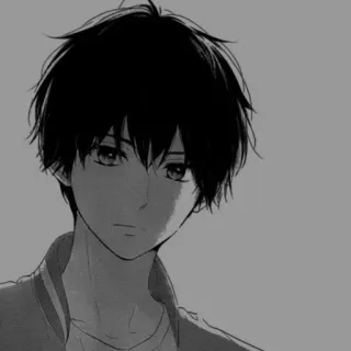 🩹 Anime, Junge, Manga, Teenager, Porträt, Monochrom telegram sticker