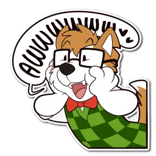 🤗 Awwwww! Furry, Dibujo animado, Lindo, Perro, Gafas, Adorable, Animal telegram sticker