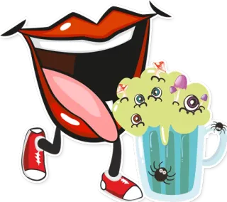 🍺 boca, desenho animado, monstro, copo, aranha, olhos telegram sticker