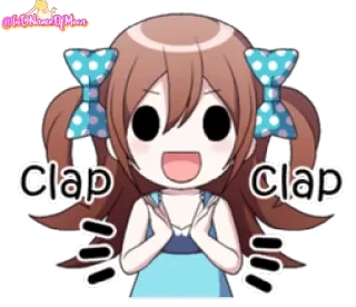 😀 Clap Clap аниме девушка, хлопает, милый, мультфильм, анимированный whatsapp sticker