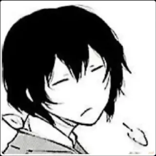 😶 Anime, Mangá, Preto e Branco, Personagem, Sonolento, Ilustração telegram sticker