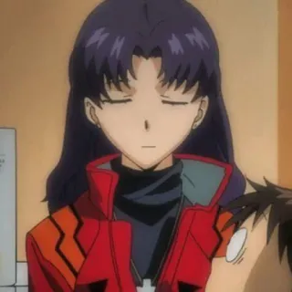 😐 Misato Katsuragi Neon Genesis Evangelion аниме, мисато, евангeлион, персонаж, женщина whatsapp sticker