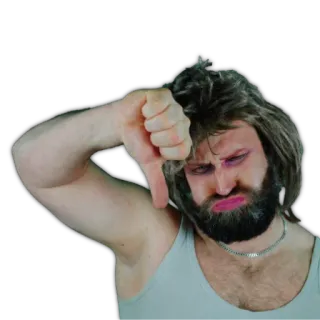 👎 Pollice verso, Non mi piace, Negativo, Uomo, Broncio telegram sticker