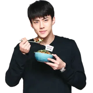 😋 밥먹을 시간 man, eating, food, bowl, Asian, korean whatsapp sticker