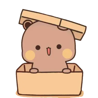 👋 gấu, hoạt hình, dễ thương, động vật, hộp, kawaii telegram sticker