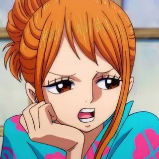 🤑 Nami One Piece アニメ, ワンピース, ナミ, 漫画, オレンジ髪, 女性 telegram sticker
