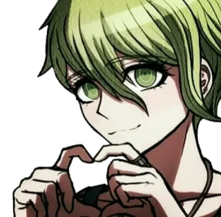 ❤️ Rantaro Amami Danganronpa V3: Killing Harmony Anime, Jeu vidéo, Danganronpa, Rantaro Amami, Cheveux verts, Coeurs avec les mains telegram sticker