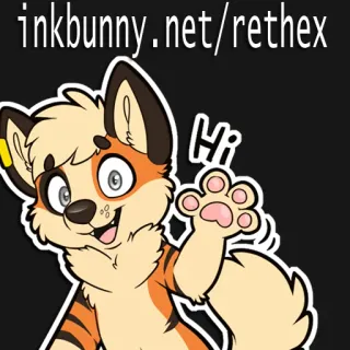 ℹ️ inkbunny.net/rethex Hi furry, folf, fox, wolf, waving, greeting, sticker, anthropomorphic telegram sticker