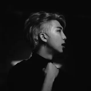 🕳 RM kpop, idol, retrato, preto e branco, música, cantor telegram sticker