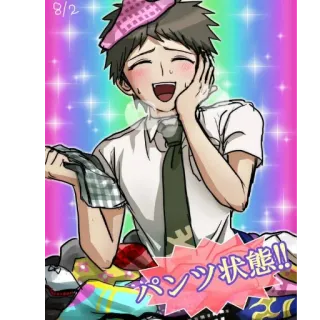 🤩 パンツ状態!! Anime, Personagem, Alegre, Rosa, Chapéu whatsapp sticker