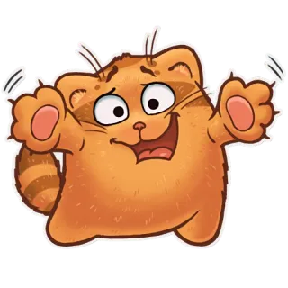 👋 cat, orange, animal, cartoon, happy whatsapp sticker