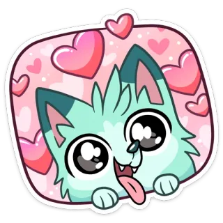 😍 lindo, gato, kawaii, corazones, amor, pegatina telegram sticker